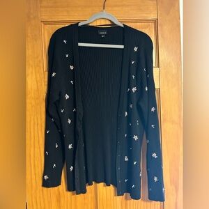 Torrid Black Cardigan with Pink Floral Accents